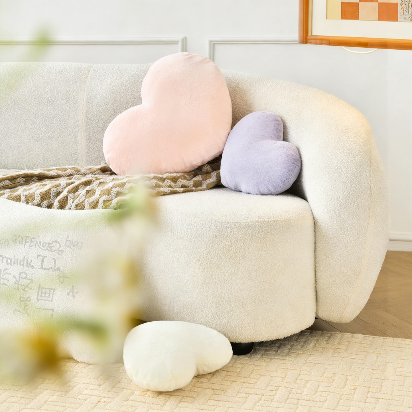 Heart Shaped Fuzzy Plush Pillow – Soft Fluffy Throw Pillow for Sofa, Bed & Romantic Decor