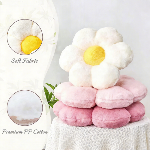 Flower Shaped Plush Pillow – Soft Fuzzy Floor Cushion for Sofa, Bed & Home Decor