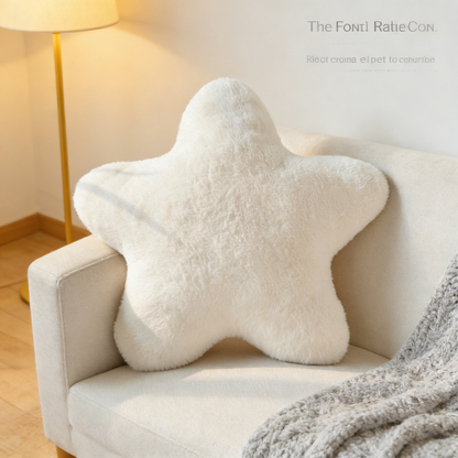 Star Shaped Fuzzy Plush Pillow – Soft Fluffy Throw Pillow for Sofa, Bed & Kids’ Room Decor